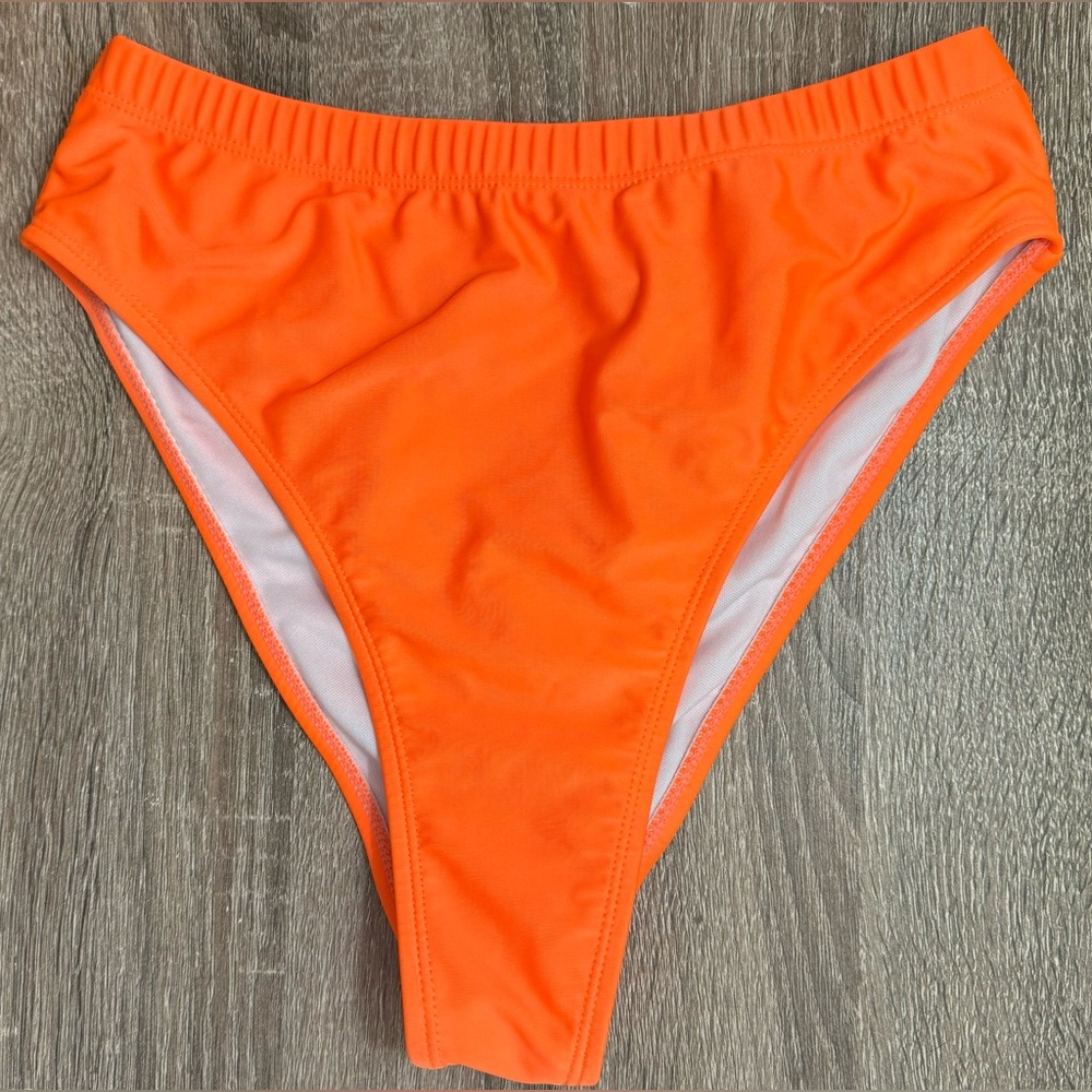 Bright Orange High Rise Swimsuit Bottom, Size M